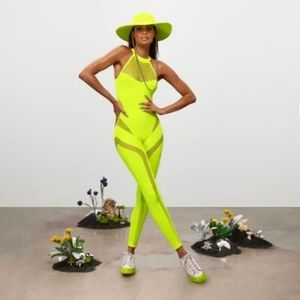 Ivy Park Mesh Yellow Highlighter Catsuit